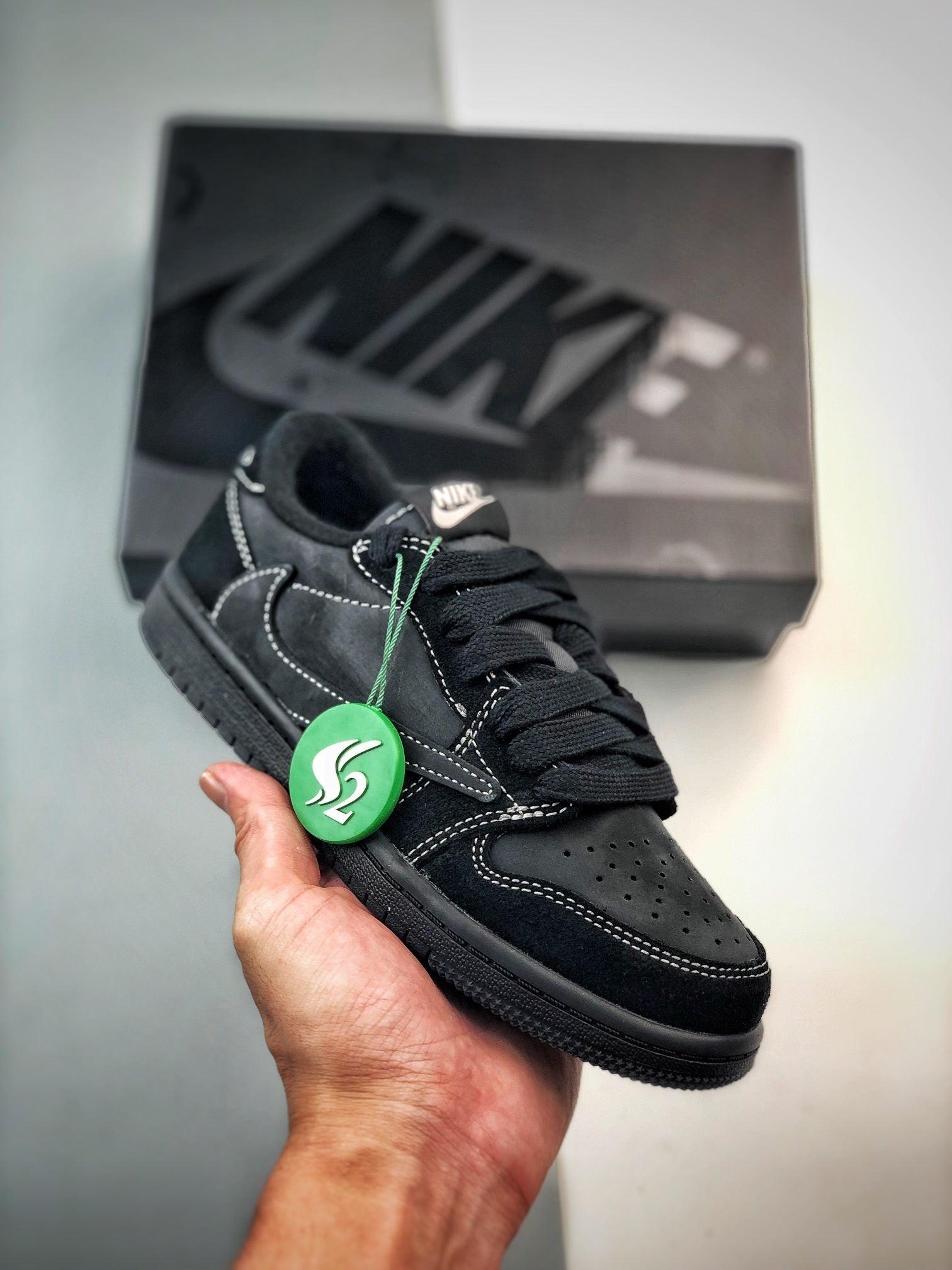 Children's TRAVIS SOCTT X NIKE AIR JORDAN 1 LOW OG "BLACK PHANTOM"